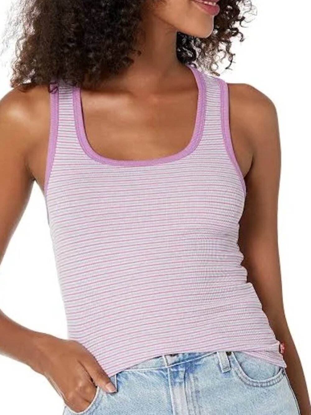 Levi's Striped Ribbed Racerback Tank Top Purple Blue Women's Large